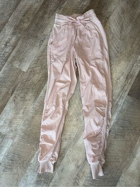 Lululemon Light Pink Cozy Joggers, Side Panel Detail, Ribbed Cuff
